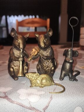 Mice Playing Instruments Plus Paperweight And Card Holder